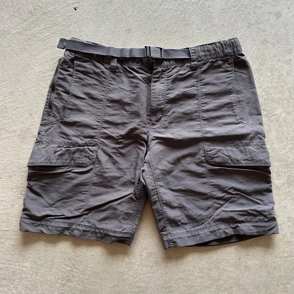 The North Face Cargo Shorts Mens‎ Large Gray Belted Outdoor Hiking